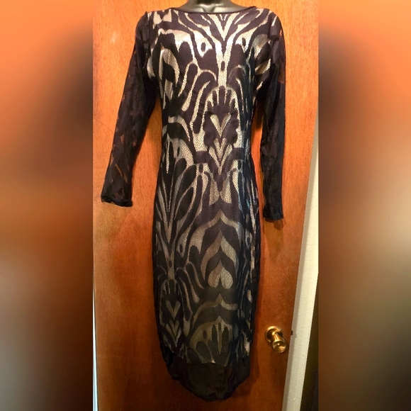 unbranded Dresses & Skirts - Unbranded Black & Tan Body Con Lace Payered Dress SzM NWOT